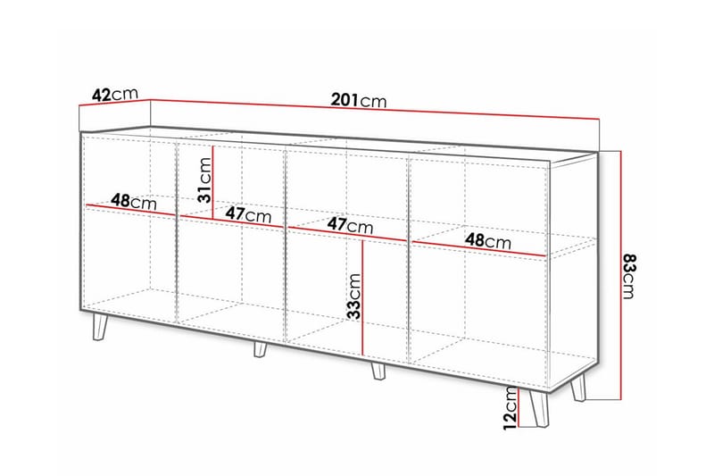 Juniskär Highboard - Hvid - Oppbevaring - Skap - Oppbevaringsskap