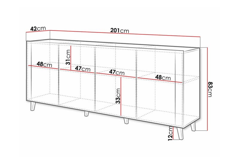 Juniskär Highboard - Hvid - Oppbevaring - Skap - Oppbevaringsskap