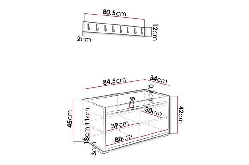 Kenmare Highboard - Grå/Svart - Oppbevaring - Skap - Oppbevaringsskap