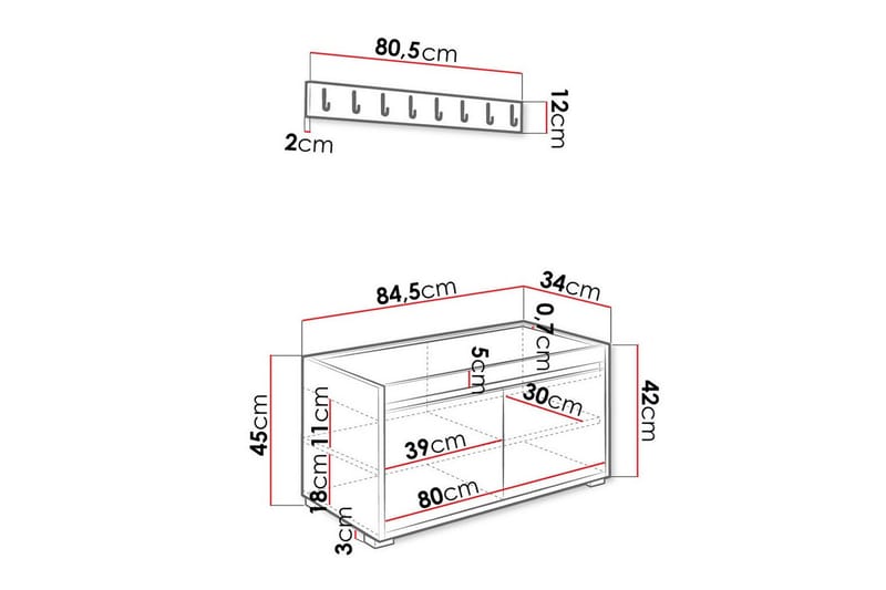 Kenmare Highboard - Gul/Hvit - Oppbevaring - Skap - Oppbevaringsskap