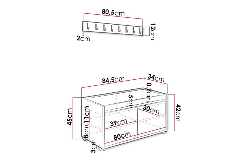 Kenmare Highboard - Hvid - Oppbevaring - Skap - Oppbevaringsskap