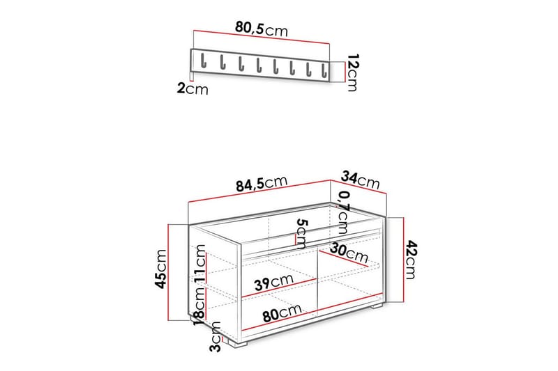 Kenmare Highboard - Hvid - Oppbevaring - Skap - Oppbevaringsskap