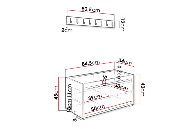 Kenmare Highboard - Hvid - Oppbevaring - Skap - Oppbevaringsskap