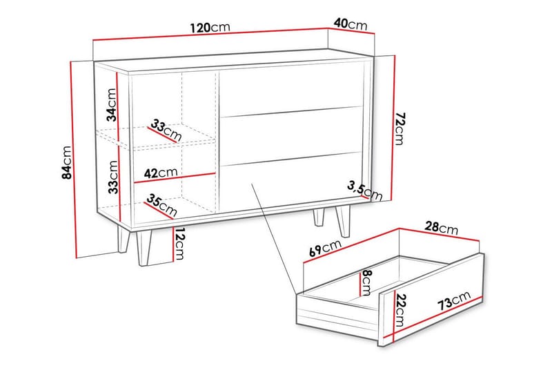 Kintore Highboard - Brun - Oppbevaring - Skap - Oppbevaringsskap