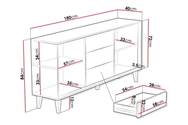 Kintore Highboard - Brun - Oppbevaring - Skap - Oppbevaringsskap