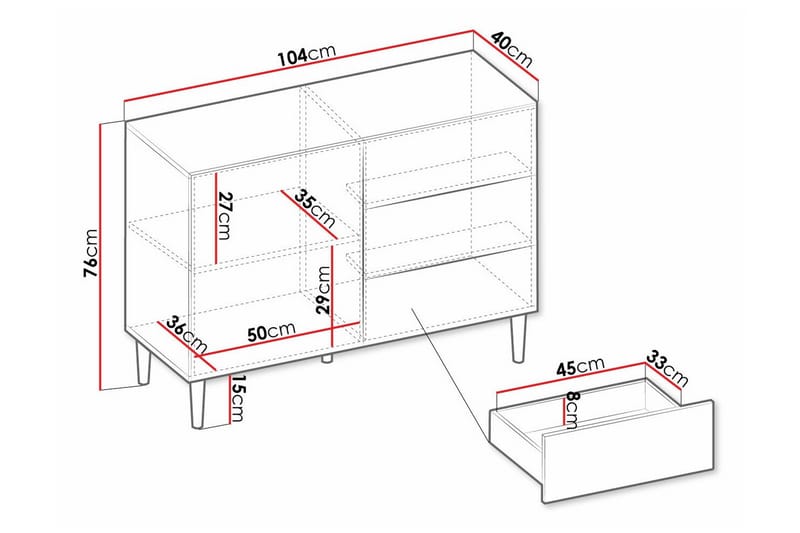 Kintore Highboard - Hvid - Oppbevaring - Skap - Oppbevaringsskap