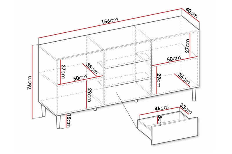 Kintore Highboard - Hvid - Oppbevaring - Skap - Oppbevaringsskap