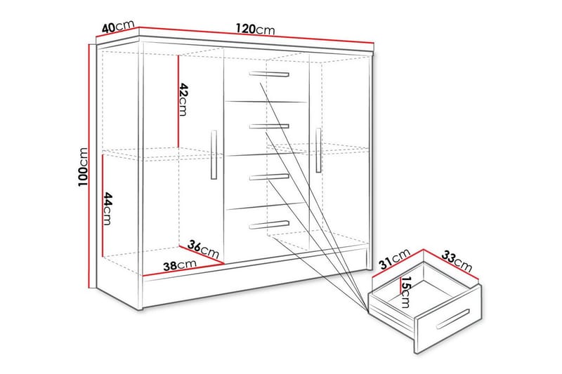 Kintore Highboard - Hvid - Oppbevaring - Skap - Oppbevaringsskap