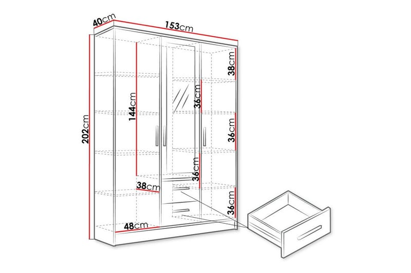 Kintore Highboard - Hvid - Oppbevaring - Skap - Oppbevaringsskap