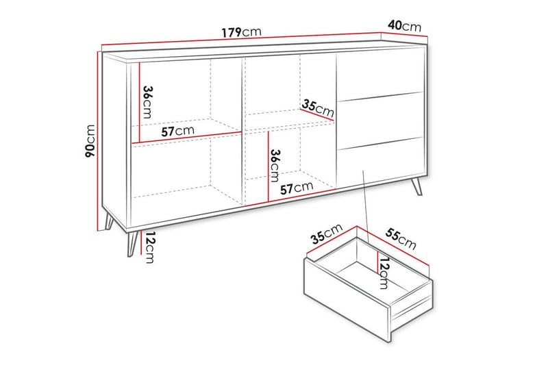 Kintore Highboard - Svart - Oppbevaring - Skap - Oppbevaringsskap