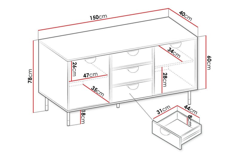 Kintore Highboard - Svart - Oppbevaring - Skap - Oppbevaringsskap