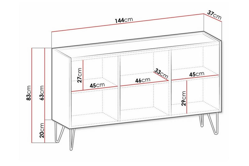 Klinkerville Highboard - Grafitt - Oppbevaring - Skap - Oppbevaringsskap