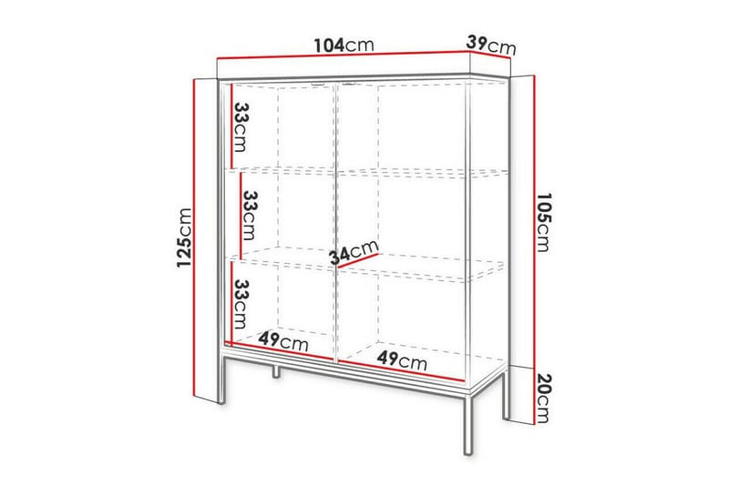 Klinkerville Highboard - Hvid - Oppbevaring - Skap - Oppbevaringsskap