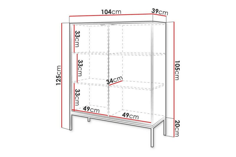 Klinkerville Highboard - Hvid - Oppbevaring - Skap - Oppbevaringsskap