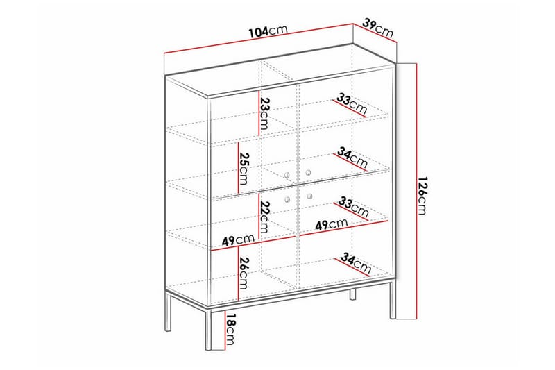 Klinkerville Highboard - Hvid - Oppbevaring - Skap - Oppbevaringsskap