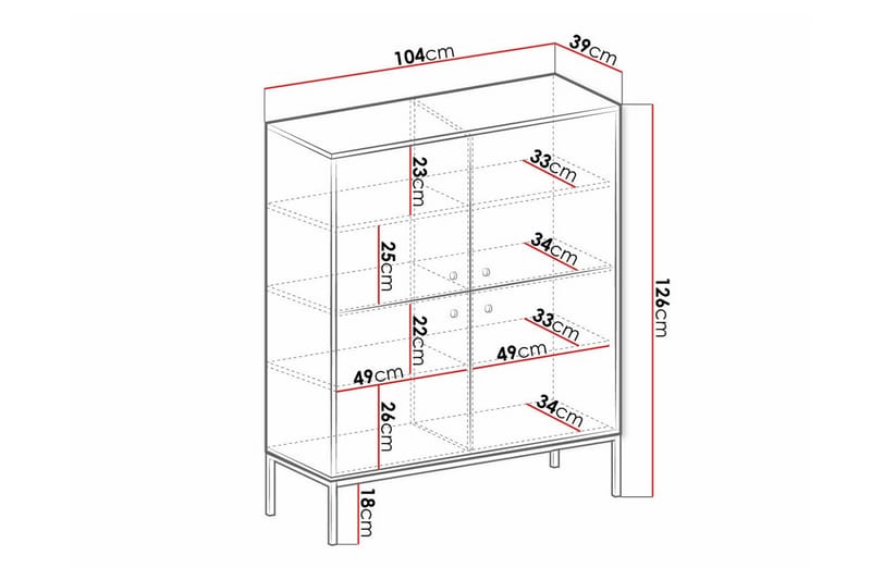 Klinkerville Highboard - Svart - Oppbevaring - Skap - Oppbevaringsskap