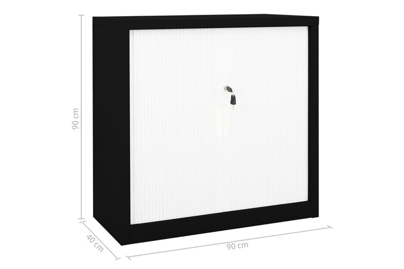 Skap med skyvedør 90x40x90 cm stål svart og hvit - Svart - Oppbevaring - Skap - Oppbevaringsskap - Kontorskap - Dokumentskap