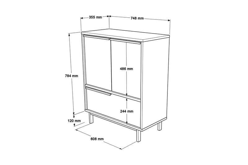 Liyakat Highboard - Eik/Valnøtt - Oppbevaring - Skap - Oppbevaringsskap