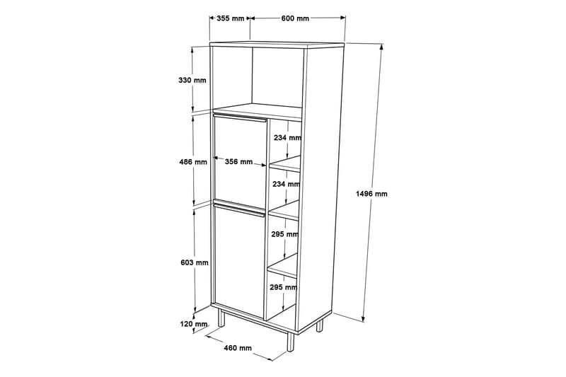 Liyakat Highboard - Hvit - Oppbevaring - Skap - Oppbevaringsskap