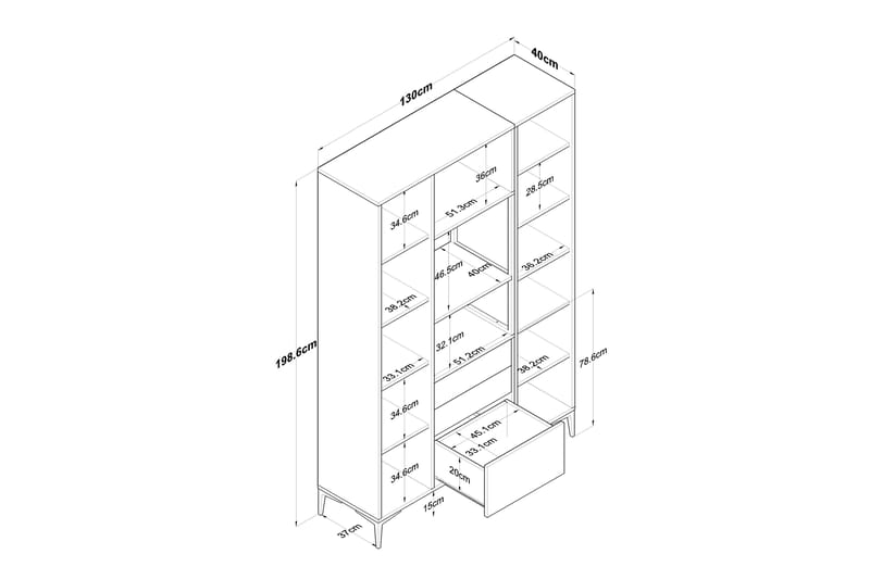 Manorma Highboard - Hvit - Oppbevaring - Skap - Oppbevaringsskap