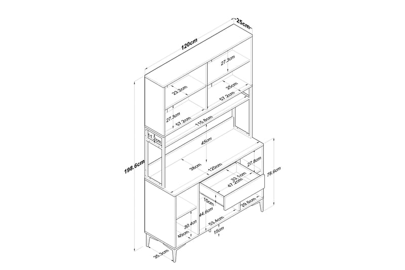 Manorma Highboard - Hvit - Oppbevaring - Skap - Oppbevaringsskap