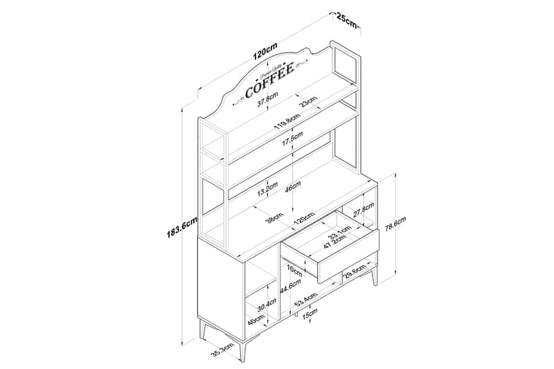 Manorma Highboard - Hvit - Oppbevaring - Skap - Oppbevaringsskap