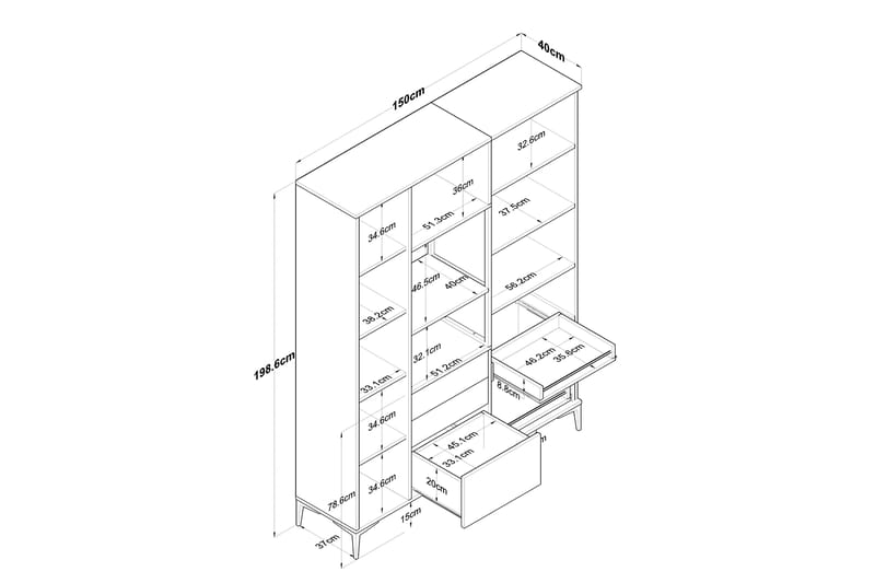 Manorma Highboard - Hvit - Oppbevaring - Skap - Oppbevaringsskap