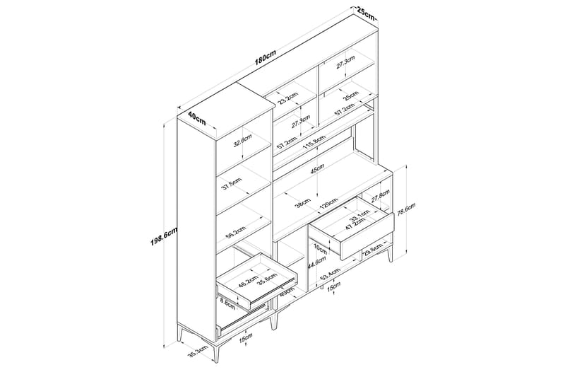 Manorma Highboard - Hvit - Oppbevaring - Skap - Oppbevaringsskap