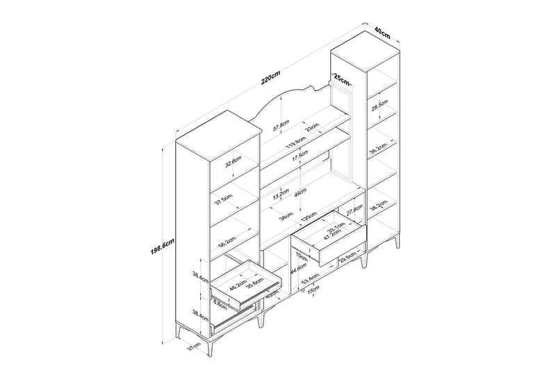 Manorma Highboard - Hvit - Oppbevaring - Skap - Oppbevaringsskap