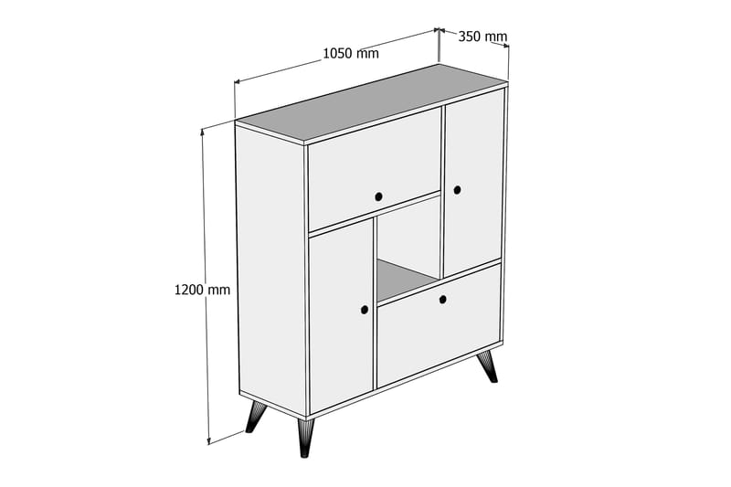 Mijdrekt Highboard 35x105 cm - Hvit - Oppbevaring - Skap - Oppbevaringsskap