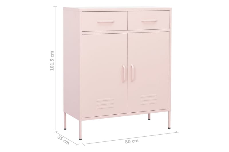 Oppbevaringsskap rosa 80x35x101,5 cm stål - Rosa - Oppbevaring - Skap - Oppbevaringsskap - Omkledningsskap