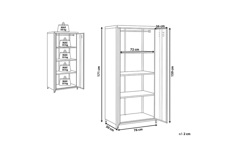 Padina Kontorskap 76x171 cm - Rød - Oppbevaring - Skap - Oppbevaringsskap