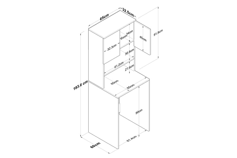 Ramdev Highboard - Valnøtt/Antrasitt - Oppbevaring - Skap - Oppbevaringsskap