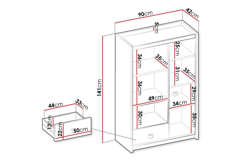 Rathmore Highboard - Grå - Oppbevaring - Skap - Oppbevaringsskap