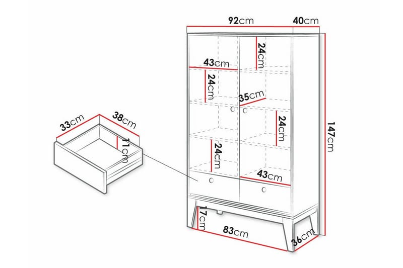 Rathmore Highboard - Hvid - Oppbevaring - Skap - Oppbevaringsskap