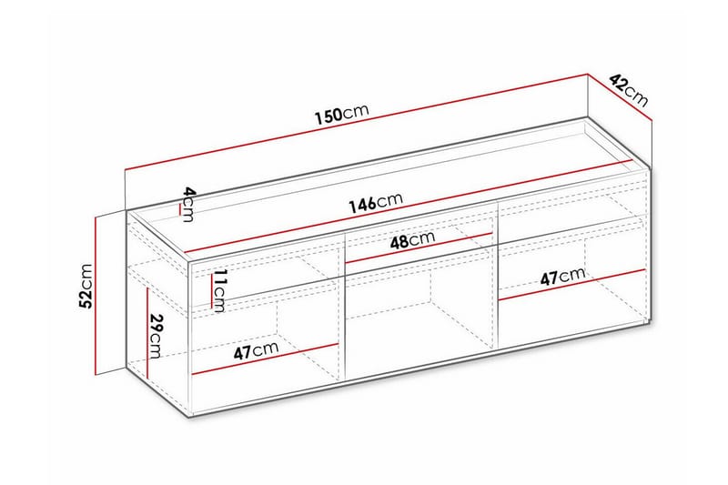 Rathmore Highboard - Lysegrå - Oppbevaring - Skap - Oppbevaringsskap