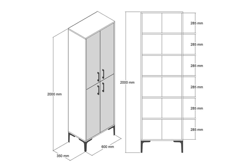 Retzow Highboard 60x35 cm - Brun/Hvit - Oppbevaring - Skap - Oppbevaringsskap