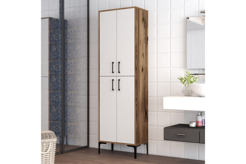 Retzow Highboard 60x35 cm - Mørkebrun/Hvit - Oppbevaring - Skap - Oppbevaringsskap