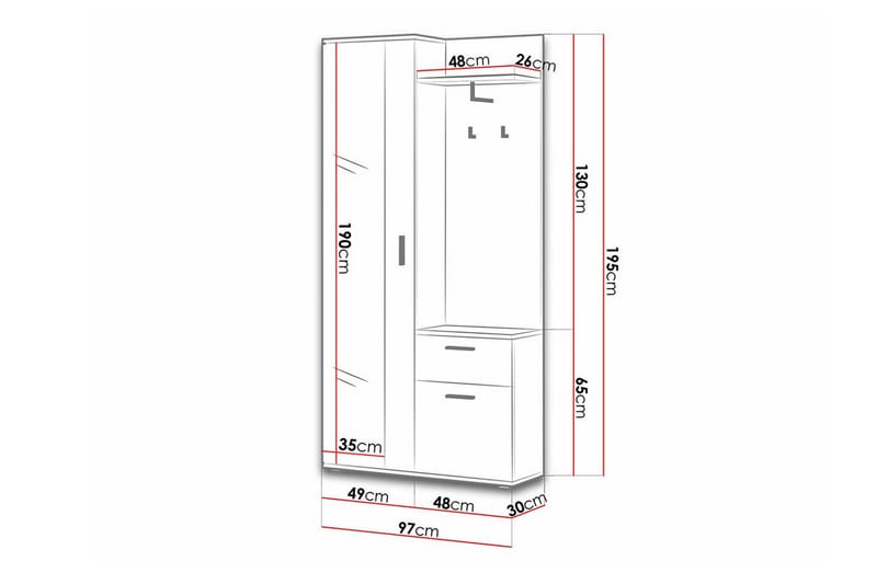 Rosehall Highboard - Hvid - Oppbevaring - Skap - Oppbevaringsskap