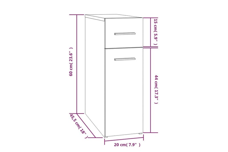 beBasic Apotekskap grå sonoma 20x45,5x60 cm konstruert tre - GrÃ¥ - Medisinskap