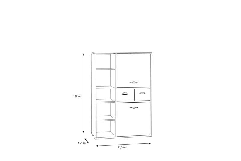 Skydra Highboard 42x92 cm - Brun/Grå - Oppbevaring - Skap - Oppbevaringsskap