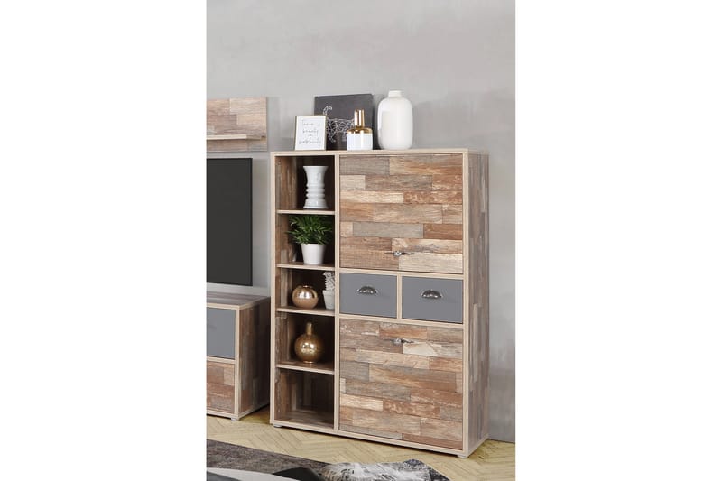 Skydra Highboard 42x92 cm - Brun/Grå - Oppbevaring - Skap - Oppbevaringsskap