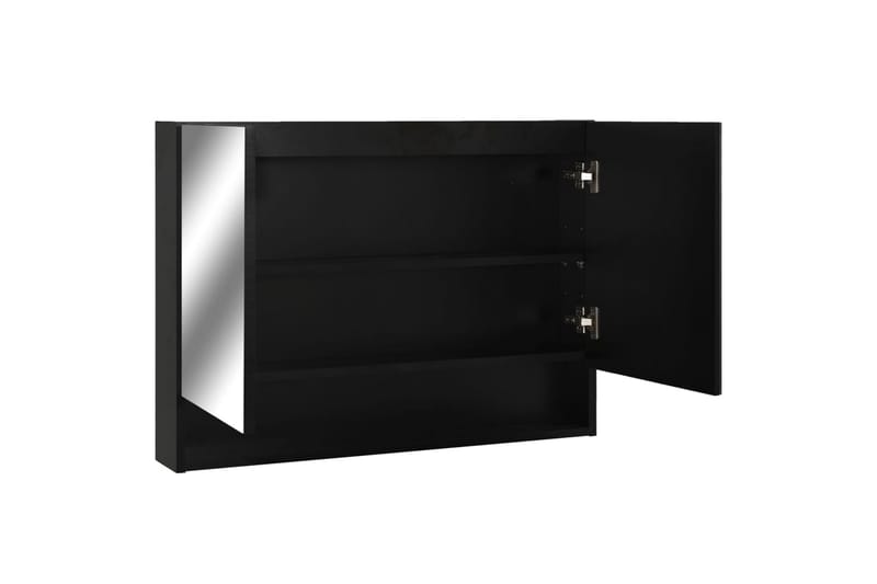 Speilskap med LED svart 80x15x60 cm MDF - Svart - Oppbevaring - Skap - Oppbevaringsskap