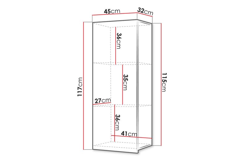 Tessan Veggskap 45 cm Loddrett - Svart - Oppbevaring - Skap - Oppbevaringsskap