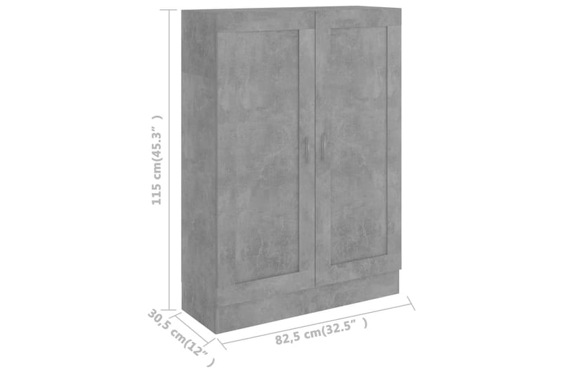 Bokhylle betonggrå 82,5x30,5x115 cm sponplate - Oppbevaring - Skap - Vitrineskap