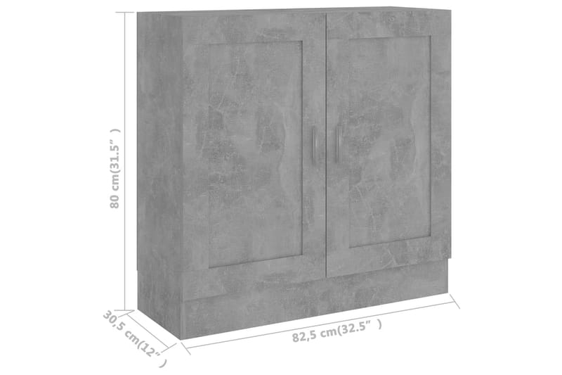 Bokhylle betonggrå 82,5x30,5x80 cm sponplate - Oppbevaring - Skap - Vitrineskap