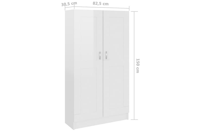 Bokhylle høyglans hvit 82,5x30,5x150 cm sponplate - Oppbevaring - Skap - Vitrineskap