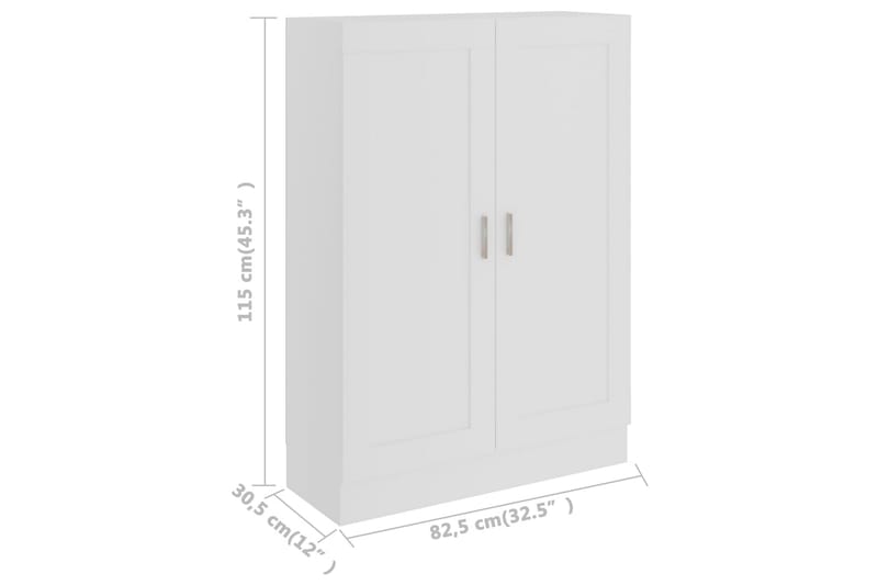 Bokhylle hvit 82,5x30,5x115 cm sponplate - Oppbevaring - Skap - Vitrineskap