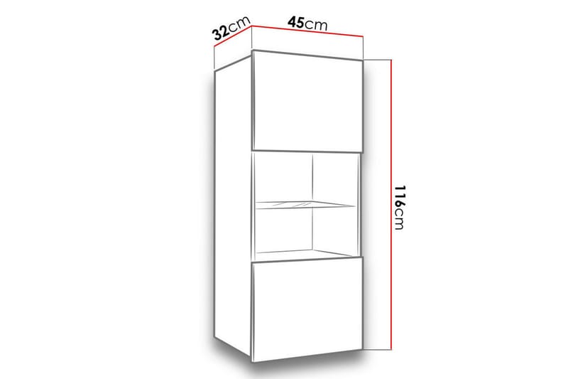 Calabrini Vitrineskap 45x32x117 cm - Hvit - Oppbevaring - Skap - Vitrineskap