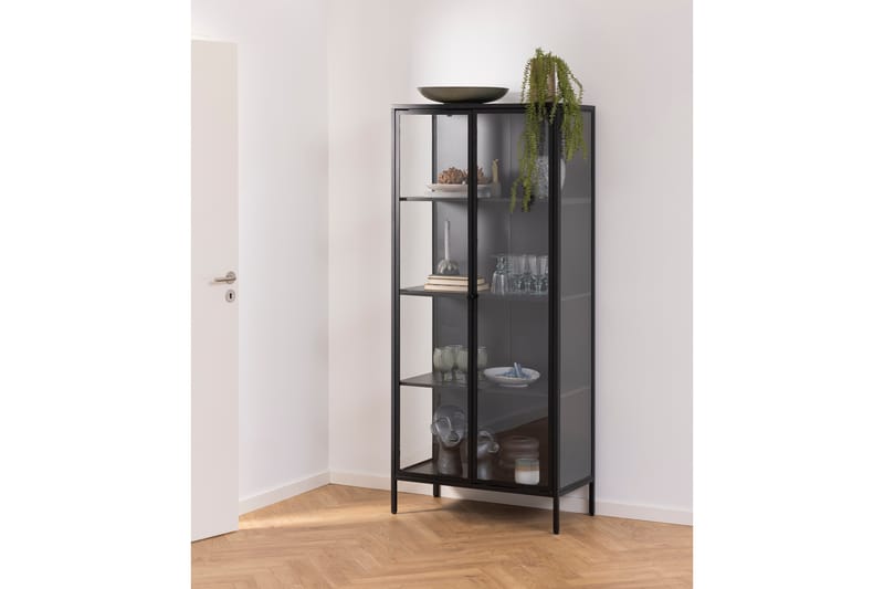 Crabtree Vitrineskap 180 cm - Sort - Oppbevaring - Skap - Vitrineskap